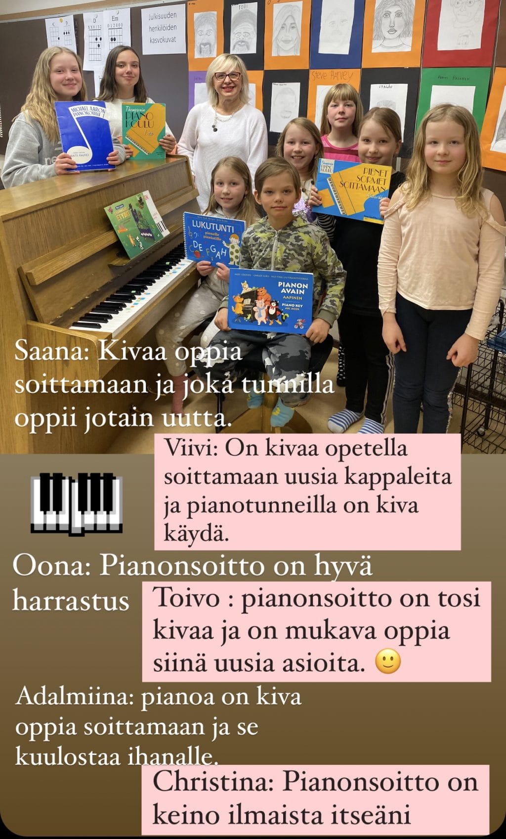 Piano-oppilaiden mietteitä pianonsoiton opiskelusta.
