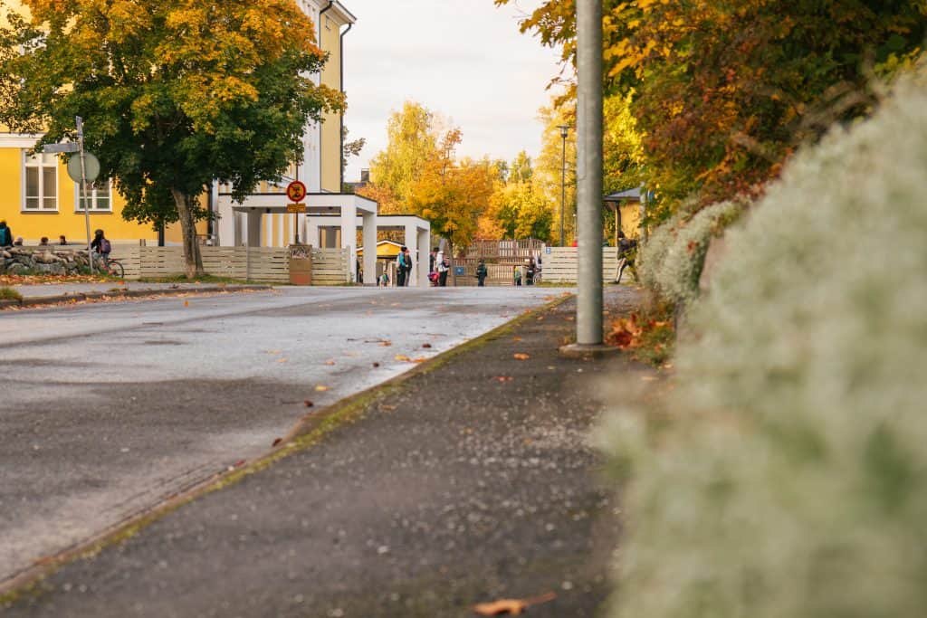 Kuvassa Mäntykankaan koulu syksyllä